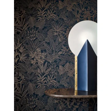 Doum lehtikuvioinen tapetti tummansinisena image