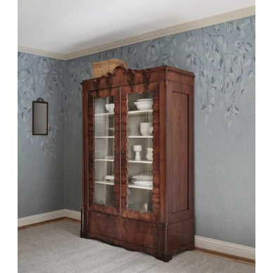 Sininen Liselund tapetti lehtikuviolla image