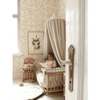 Flower forest kukkatapetti valkoisena image