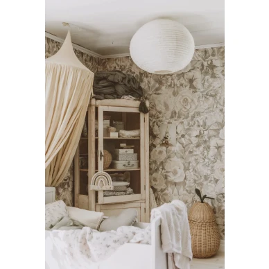 kukkatapetti Poppies for Marlene harmaana image