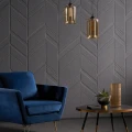 Texdecor Vinacoustic Gallery tummaharmaa akustiikkatapetti odotushuoneessa
