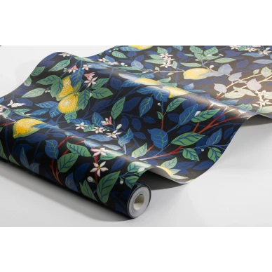 Borastapeter Citrontad musta sitruunatapetti kuva