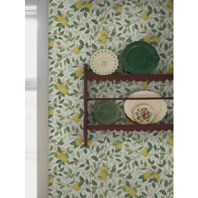 Borastapeter Citrontad valkoinen sitruunatapetti keittiossa kuva