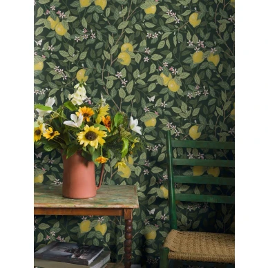 Borastapeter Citrontad vihrea sitruunatapetti kuva