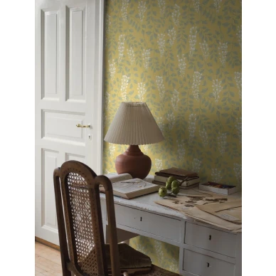 Borastapeter Blaregn 5709 sitruunankeltainen kukkatapetti image