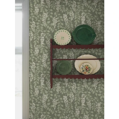 Borastapeter Blaregn 5710 lamminvihrea kukkatapetti keittioon image