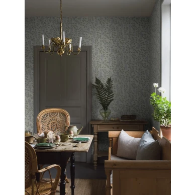 Borastapeter sininen Blaregn kukktapetti ruokailutilassa image