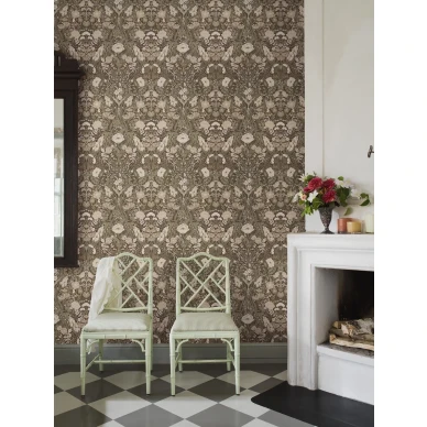 Borastapeter Ortagard 5725 ruskea kukkatapetti olohuoneentapetti kuva