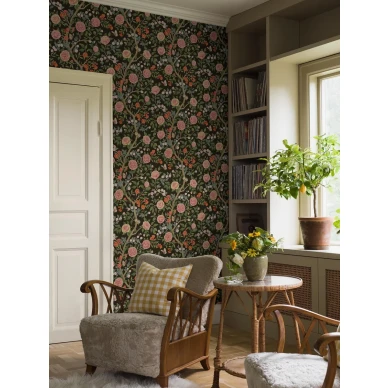 Borastapeter Kamelia 5730 musta kukkatapetti olohuoneentapetti image