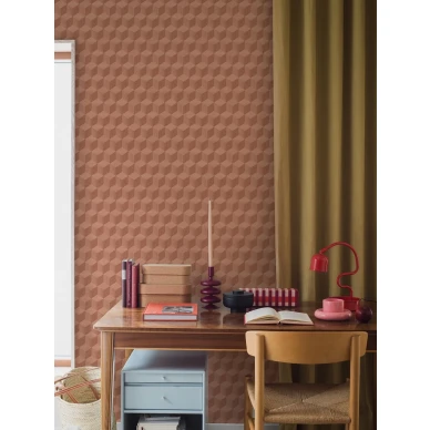 Borastapeter Cube 4748 punainen graafinen tapetti tyohuoneessa kuva