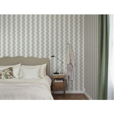 S10368 Ben tummanvihrea makuuhuoneen raitatapetti Sandberg image