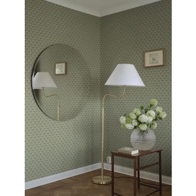 S10374 Betty vihrea kukktapetti olohuoneessa Sandberg image