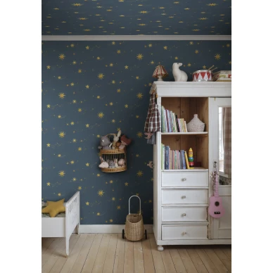 S10379 Gillis tapetti lastenhuoneessa midnight blue Sandberg image