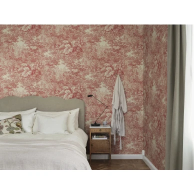 S10401 Forest Toile lehtitapettimakuuhuoneessa Red Sandberg image