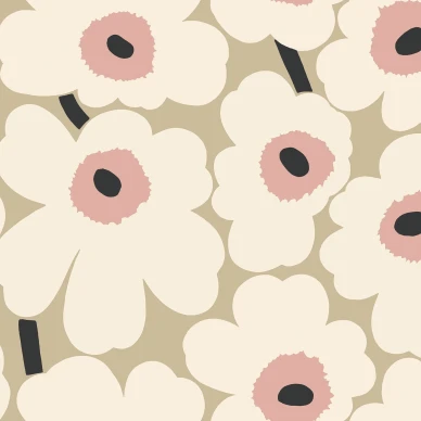 Marimekko Unikko 25901 Beige Roosa kukkatapetti image