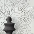 Marimakko Bottna 25922 lehtitapetti hopeisilla yksityiskohdilla