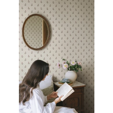 S10471 Siv Burgundy Sandberg Wallpaper interior1 image