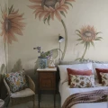 S10528 Sunflowers Peach Sandberg Wallpaper interior1