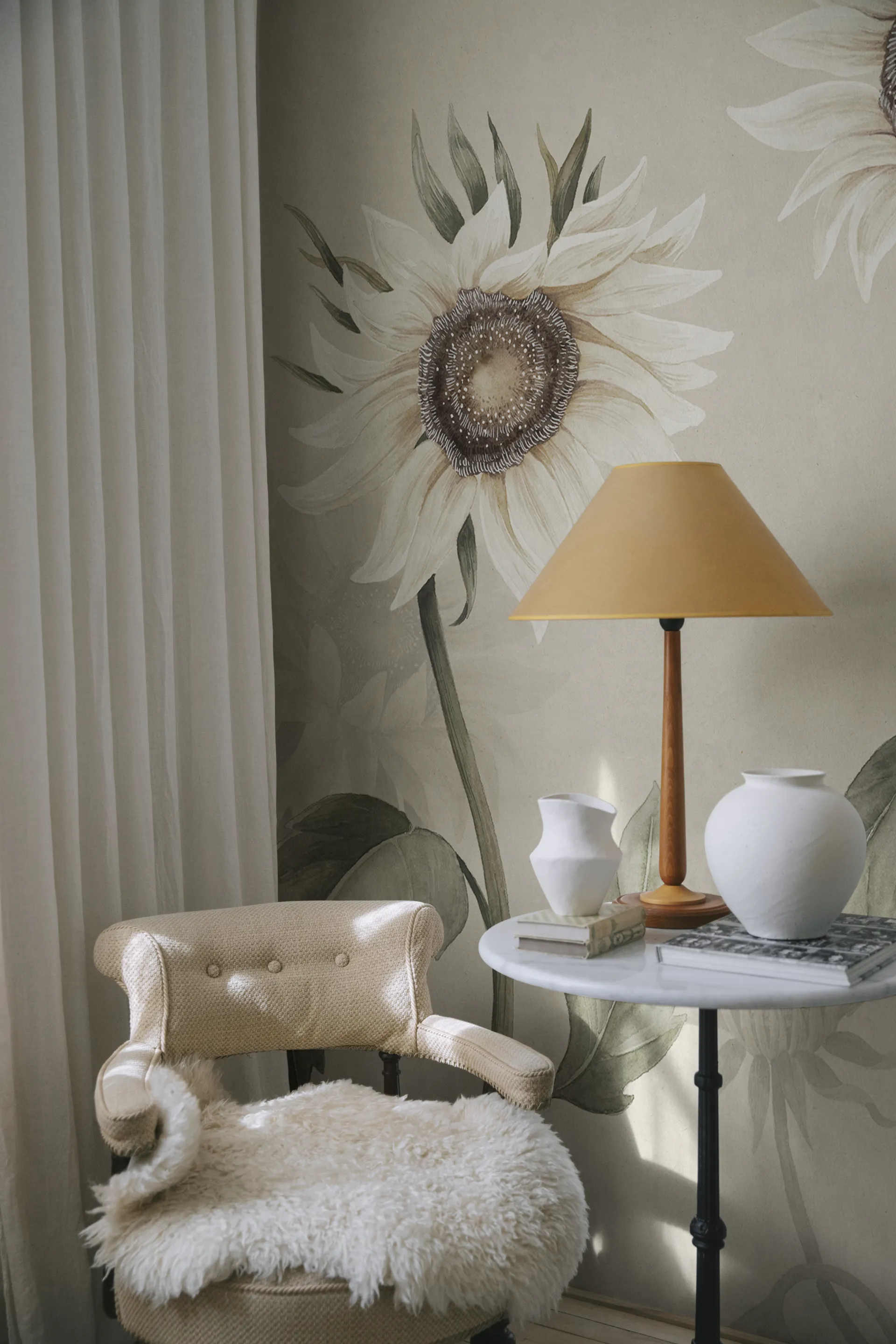 sunflower wallpaper bedroom