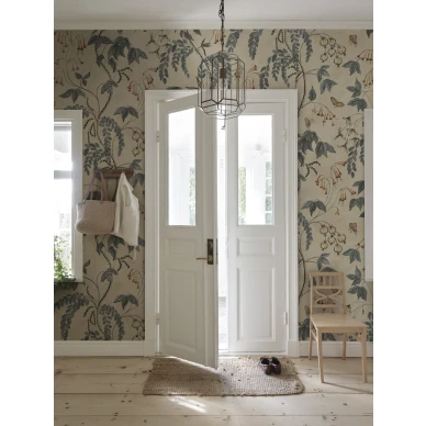 S10574 Ottilia Misty Blue Sandberg Wallpaper interior1 image