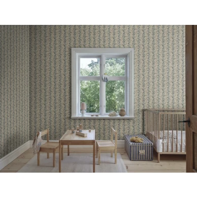 S10611 Beatrice Misty Blue Sandberg Wallpaper interior2 image