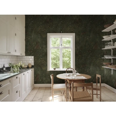 S10594 Juni Forest Green Sandberg Wallpaper interior2 kuva