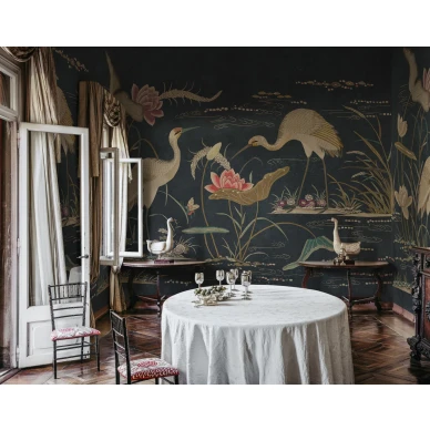 S10419 Seabirds Dark Blue Sandberg Wallpaper interior2 kuva