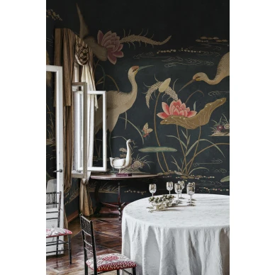 S10419 Seabirds Dark Blue Sandberg Wallpaper interior3 kuva