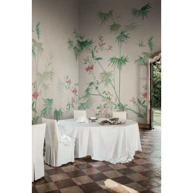 S10420 Bamboo Grove Green Sandberg Wallpaper interior2 kuva