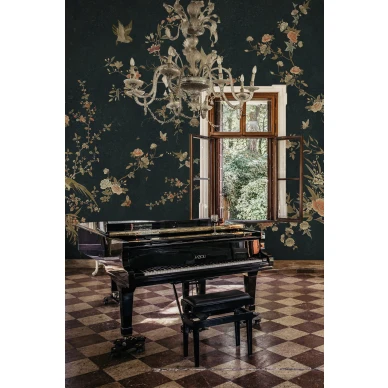 S10428 Bloom Midnight Blue Sandberg Wallpaper interior2 image