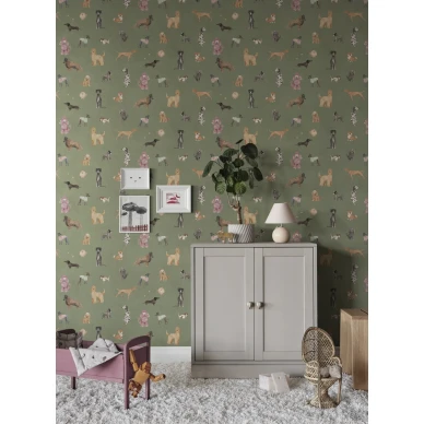 S10705 Taiga and Friends Green Sandberg Wallpaper interior1 1547x2100 501fc226 7f76 464c b16b 19c89da6078d kuva