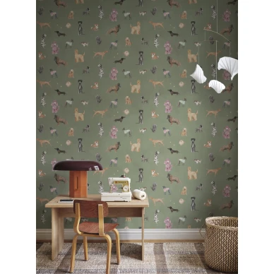 S10705 Taiga and Friends Green Sandberg Wallpaper interior2 1545x2100 f5d8f134 4c59 4d5a b8f1 02a57a06ff1b kuva