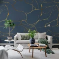Golden swirls sininen kuvatapetti