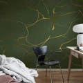 Golden swirls vihrea kuvatapetti