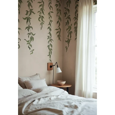 R21658 Hanging Leaves Beige Rebel Walls interior1 kuva