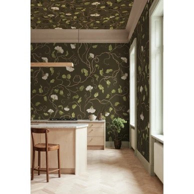 R21668 Soft Vines Dark Green Rebel Walls interior1 kuva