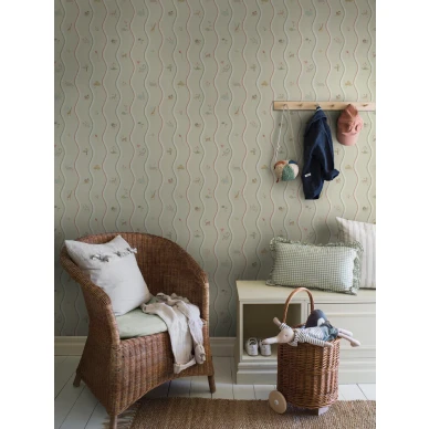 9870W Wavy Stripe Animals Roomshot kuva
