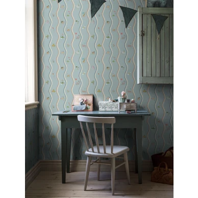 9871W Wavy Stripe Animals Roomshot kuva