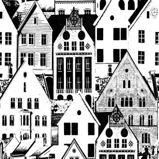 Bergen mustavalkoinen talotapetti kuva