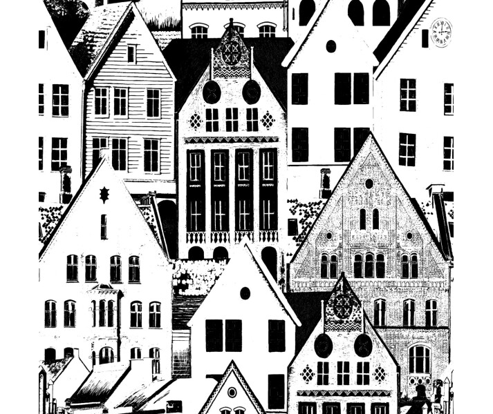 Bergen mustavalkoinen talotapetti image