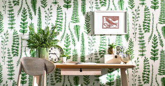 Kuvioitu tapetti tyohuoneessa Ferns Scion