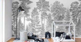Lastenhuoneen mustavalkoinen tapetti Scandinavian Bellewood Rebel Walls