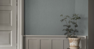 Sininen pellavatapetti Dusty Denim Borastapeter