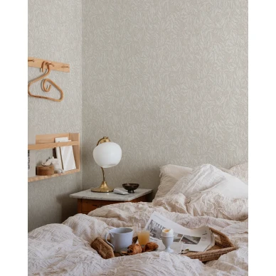 Makuuhuoneen beige tapetti Olof Sandbergilta S10203 kuva
